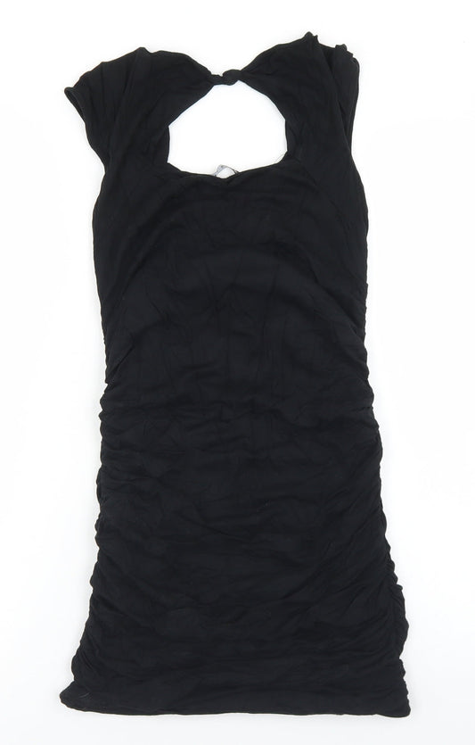 West One Womens Black Viscose Bodycon Size 8 Round Neck