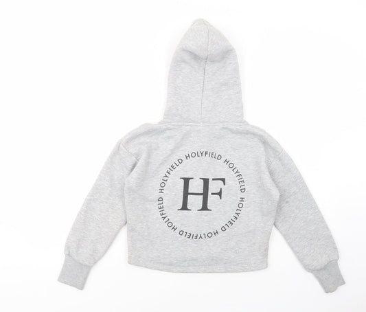 Holyfield Womens Grey Polyester Pullover Hoodie Size 8 Pullover - Cropped