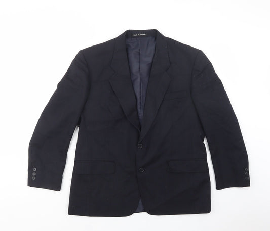 Made In England Mens Blue Striped Jacket Blazer Size 42 Button