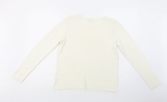 Papaya Womens Ivory Crew Neck Acrylic Pullover Jumper Size S