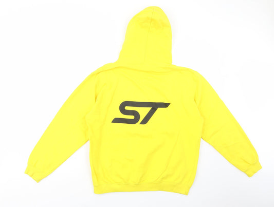 Awdis Womens Yellow Cotton Pullover Hoodie Size M Pullover