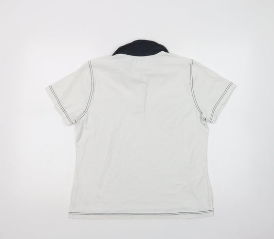 One Up Golf Womens White Cotton Basic Polo Size L Collared