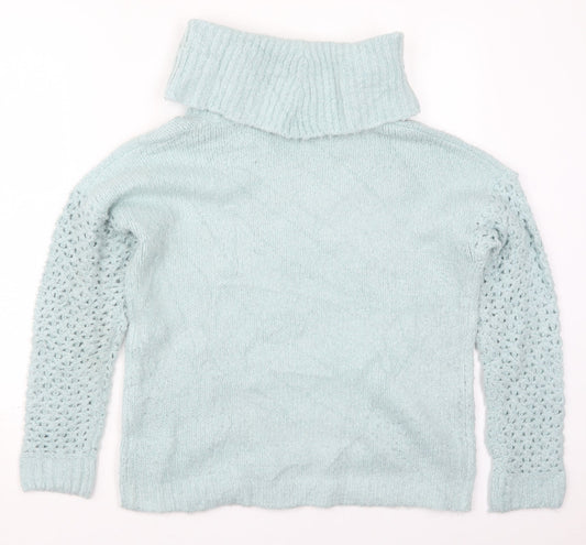 Peacocks Womens Blue Roll Neck Acrylic Pullover Jumper Size S