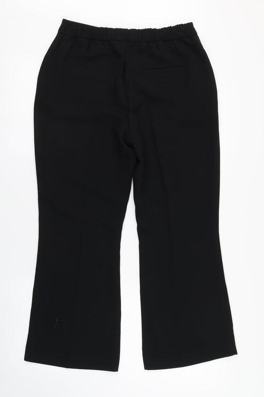 Marks and Spencer Womens Black Polyester Trousers Size 10 L25 in Regular Zip
