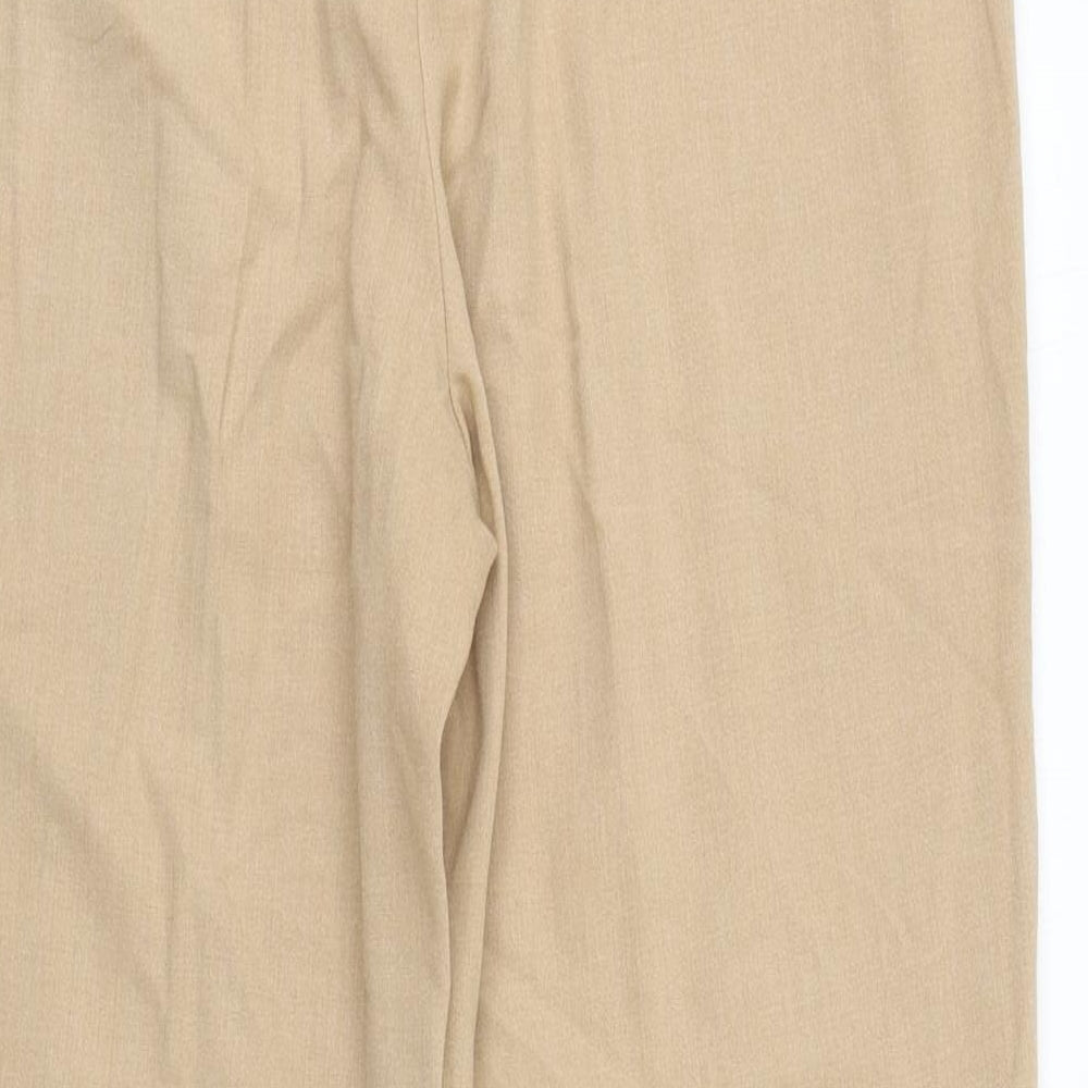 Marks and Spencer Womens Beige Polyester Trousers Size 14 L26 in Regular Zip