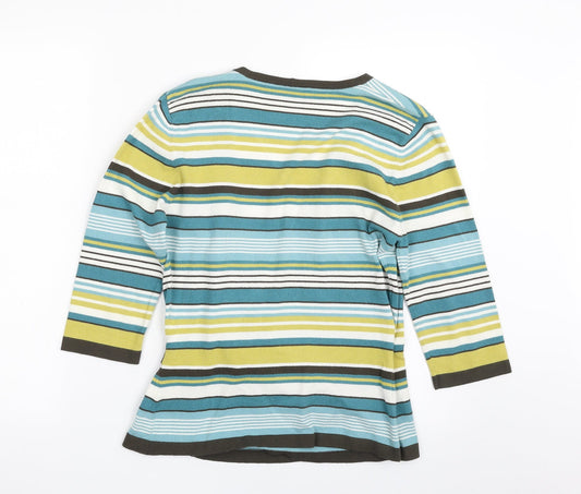 Alex & Co. Womens Multicoloured V-Neck Striped Viscose Wrap Jumper Size 12