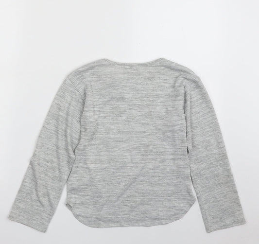 H&M Girls Grey Crew Neck Polyester Pullover Jumper Size 8-9 Years Pullover - Butterfly