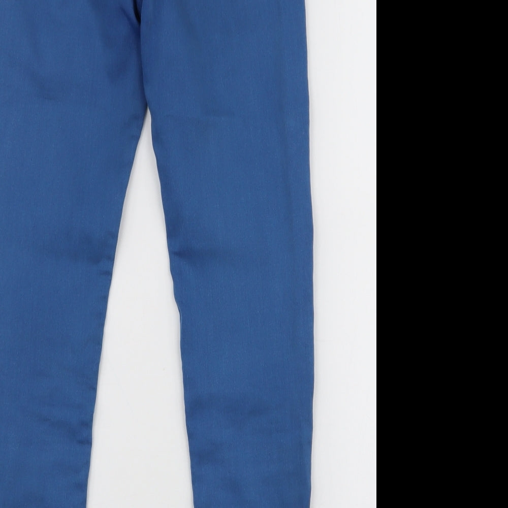 Marks and Spencer Womens Blue Cotton Skinny Jeans Size 6 L26 in Slim Zip