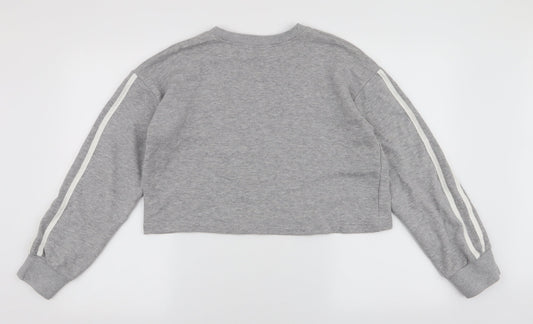 Boohoo Womens Grey Striped Polyester Pullover Sweatshirt Size 12 Pullover