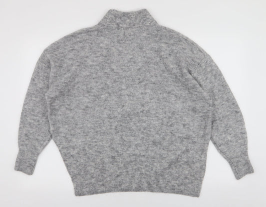 H&M Womens Grey High Neck Polyamide Pullover Jumper Size S