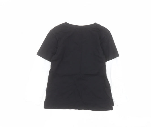 George Boys Black 100% Cotton Pullover Polo Size 2-3 Years Crew Neck Pullover