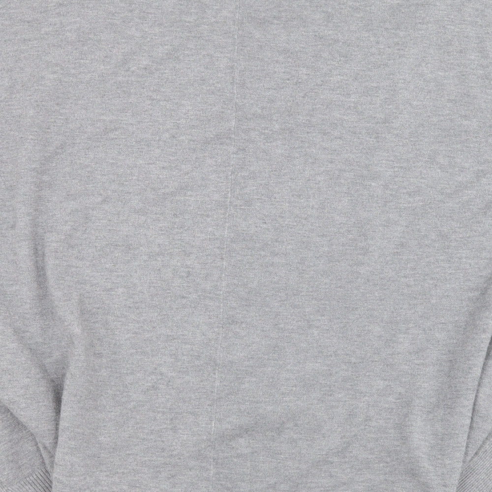Kate Collection Womens Grey V-Neck Viscose Pullover Jumper Size L - Pom Pom