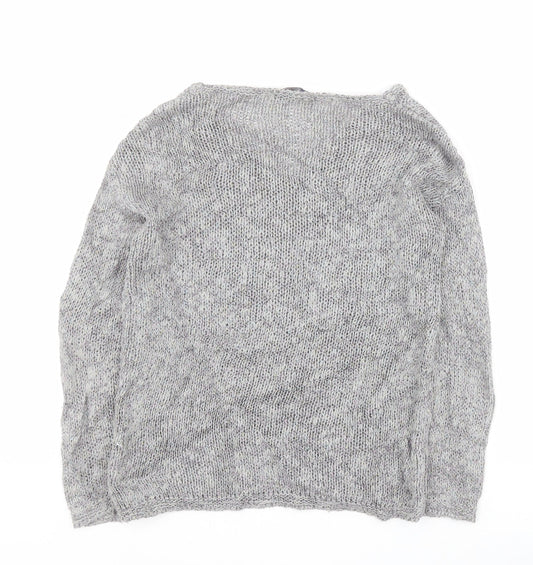 Marks and Spencer Womens Grey V-Neck Cotton Pullover Jumper Size 8