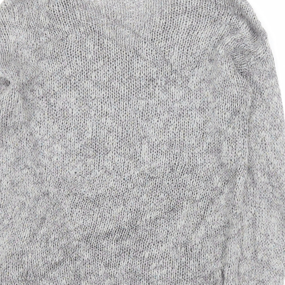 Marks and Spencer Womens Grey V-Neck Cotton Pullover Jumper Size 8