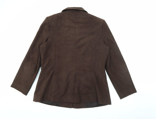 Liza Lovell Womens Brown Polyester Jacket Blazer Size 16