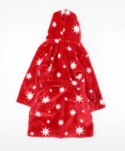 John Lewis Girls Red Solid Polyester Kimono Gown Size 3 Years Tie - Stars