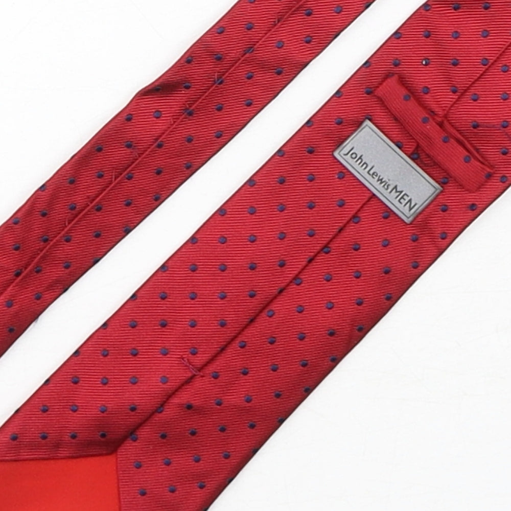 John Lewis Mens Red Polka Dot Silk Pointed Tie One Size