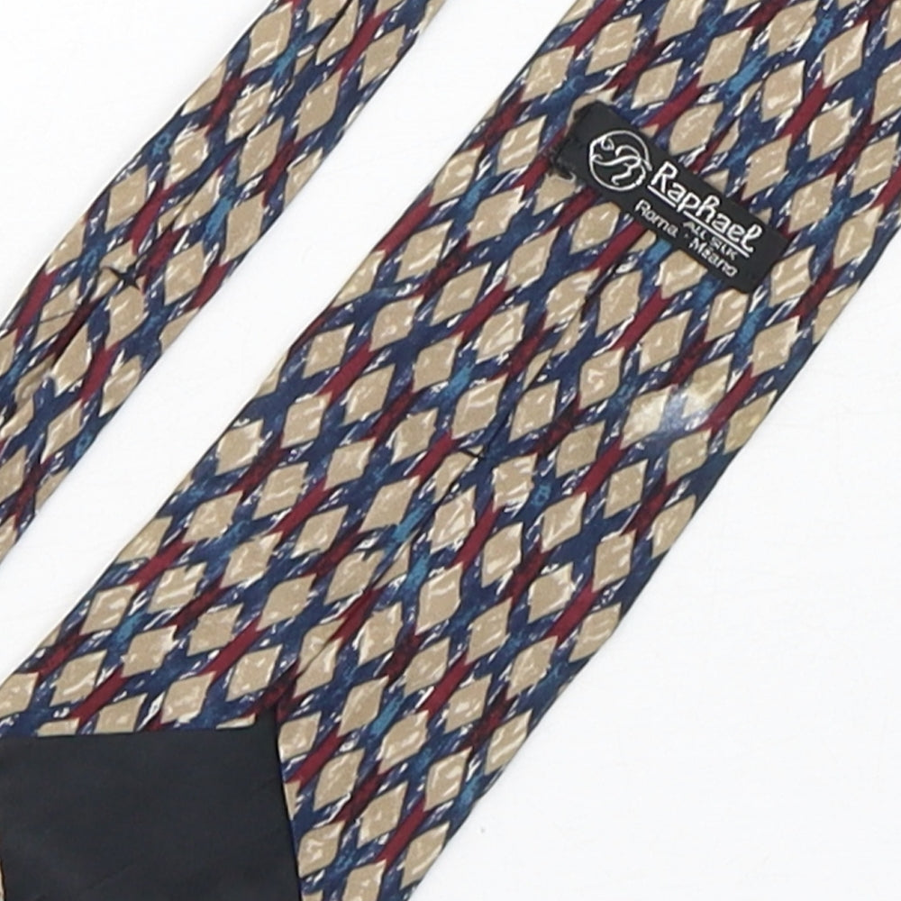 Raphael Mens Multicoloured Geometric Silk Pointed Tie One Size
