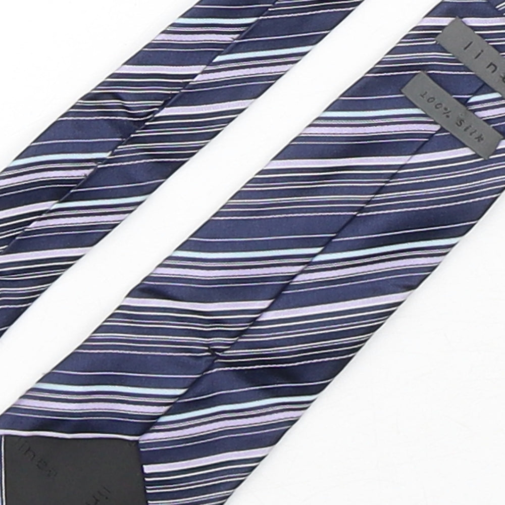 Linea Mens Blue Striped Silk Pointed Tie One Size