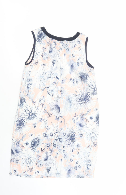 New Look Womens Blue Floral Polyester Tank Dress Size 8 Crew Neck Pullover