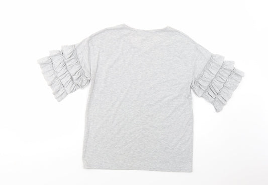 Dorothy Perkins Womens Grey Cotton Basic T-Shirt Size 10 Crew Neck