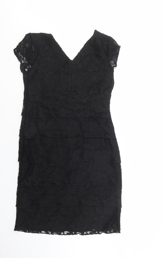 Scarlett Womens Black Polyester Pencil Dress Size 6 Collared Zip