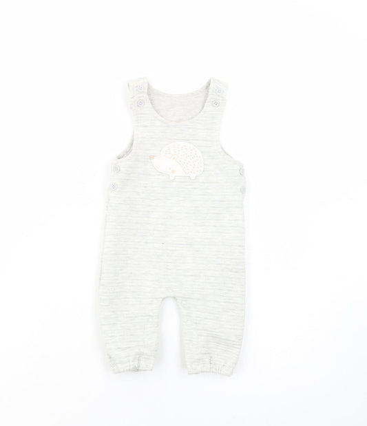 TU Baby Grey Polyester Dungaree Outfit/Set Size 3-6 Months Button - Hedgehog