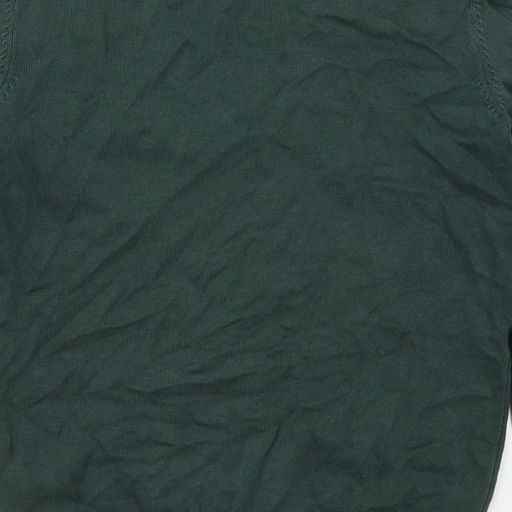 George Girls Green V-Neck Cotton Cardigan Jumper Size 13-14 Years Button
