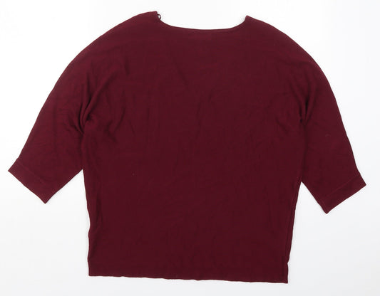 Debenhams Womens Red V-Neck Viscose Pullover Jumper Size M