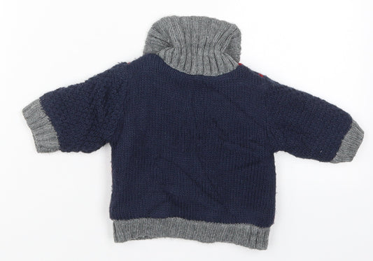 Nutmeg Boys Black Geometric Acrylic Cardigan Jumper One Size Button