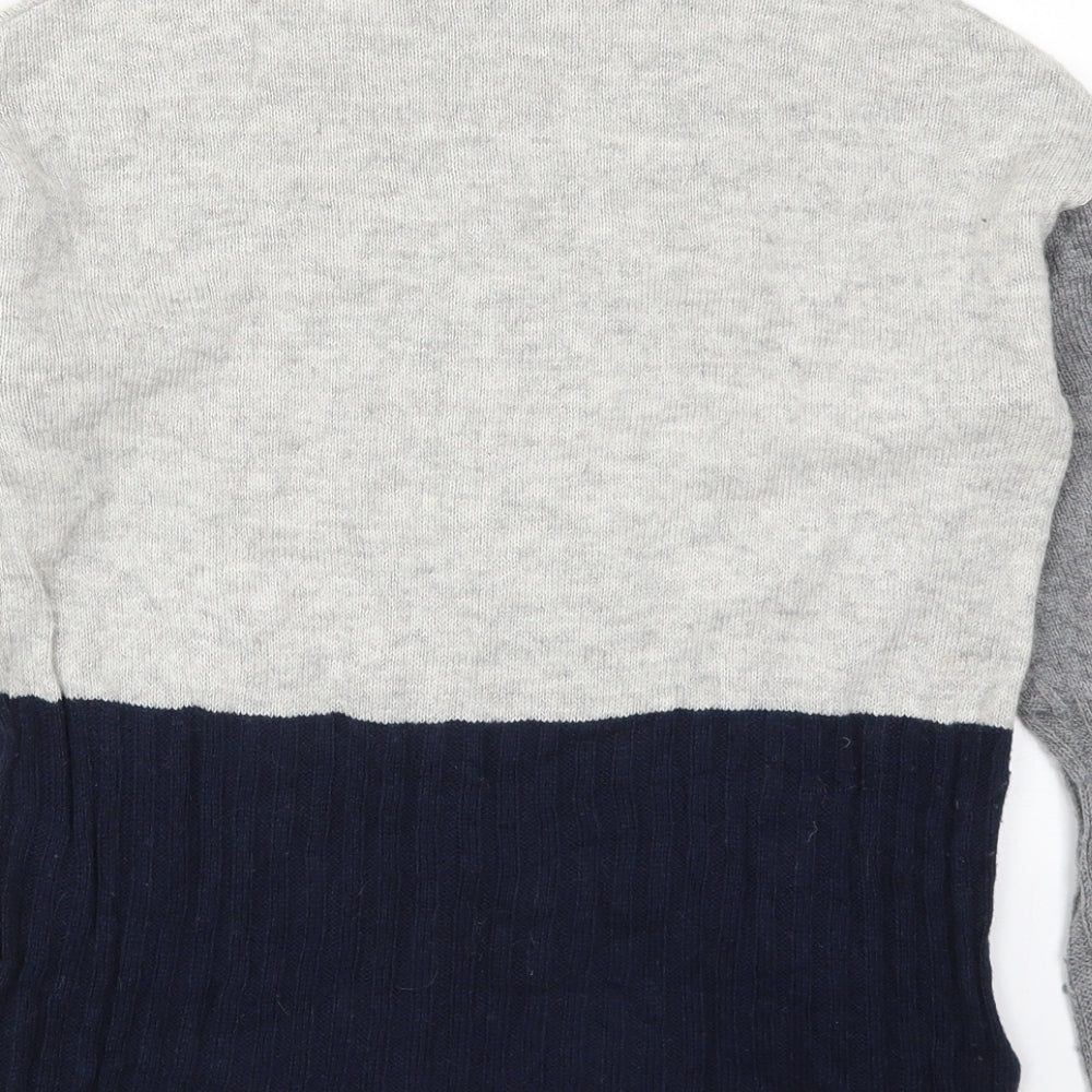 Marks and Spencer Womens Grey High Neck Acrylic Pullover Jumper Size S - Blue
