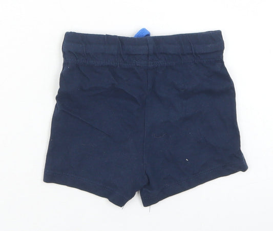 Disney Baby Boys Blue Cotton Cropped Trousers Size 12 Months Drawstring - Mickey Mouse