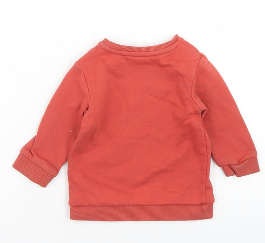 George Boys Orange Cotton Pullover Casual Size 3-6 Months Crew Neck Snap - Winnie The Pooh