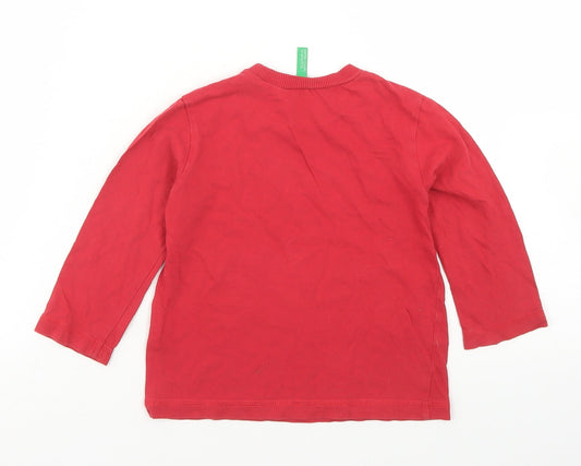 United Colors of Benetton Boys Red Cotton Basic T-Shirt Size 12-18 Months Crew Neck - Brooklyn