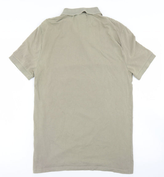 ASOS Mens Green Cotton Polo Size M Collared Button