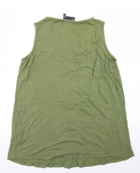 ASOS Womens Green Viscose Basic Tank Size 6 V-Neck