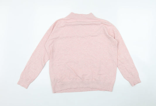 Marks and Spencer Womens Pink V-Neck Viscose Pullover Jumper Size S