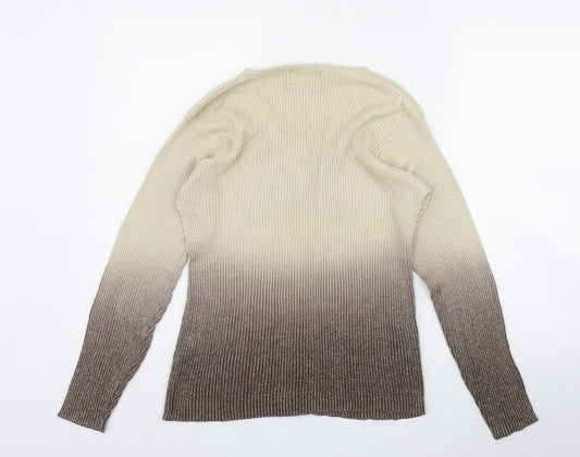 Casamia Womens Beige V-Neck Ramie Cardigan Jumper One Size