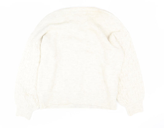 Marks and Spencer Womens Beige Round Neck Acrylic Pullover Jumper Size L