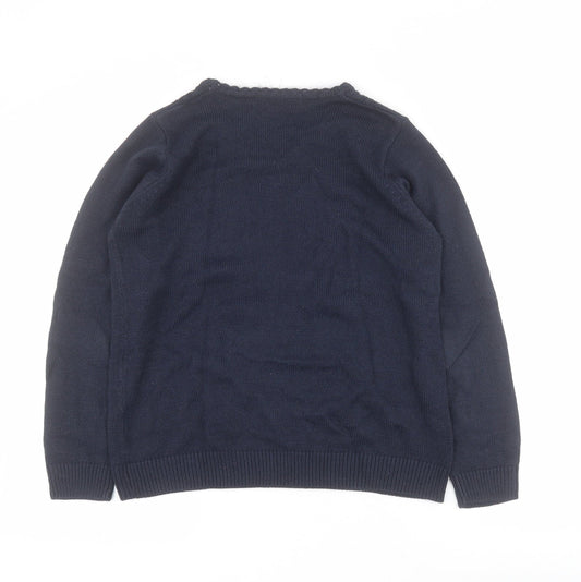 Isle Womens Blue Round Neck Acrylic Pullover Jumper Size S
