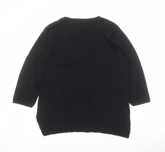 Gerard Womens Black V-Neck Viscose Pullover Jumper Size 18