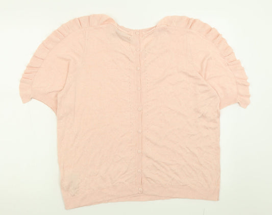 Marks and Spencer Womens Pink Crew Neck Viscose Pullover Jumper Size 18