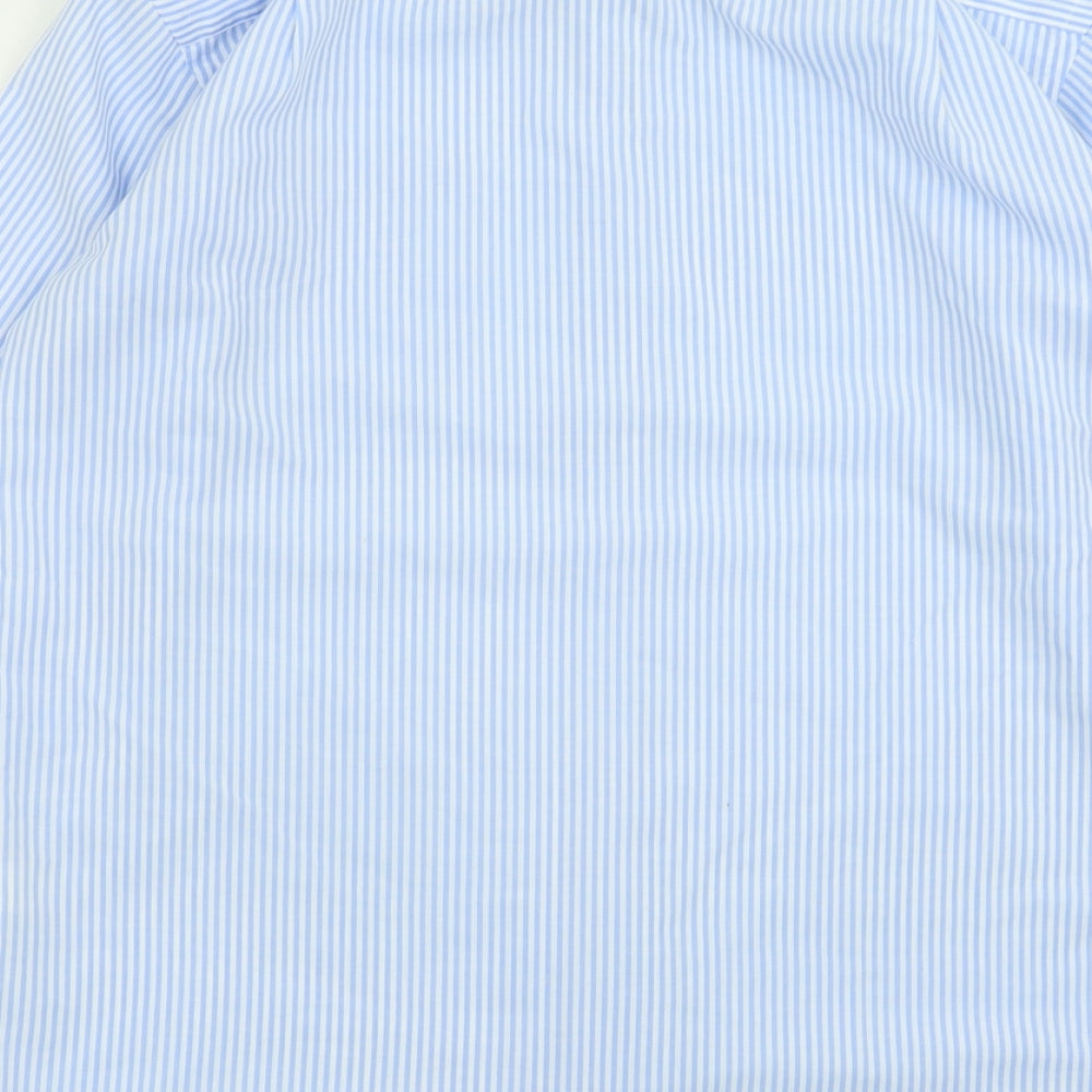 Cedar Wood State Mens Blue Striped Cotton Button-Up Size 15 Collared Button
