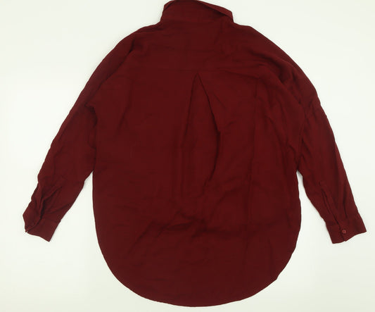 BDG Womens Red Viscose Basic Button-Up Size S Collared