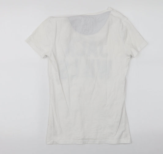 Jack Wills Womens White 100% Cotton Jersey T-Shirt Size 6 Round Neck