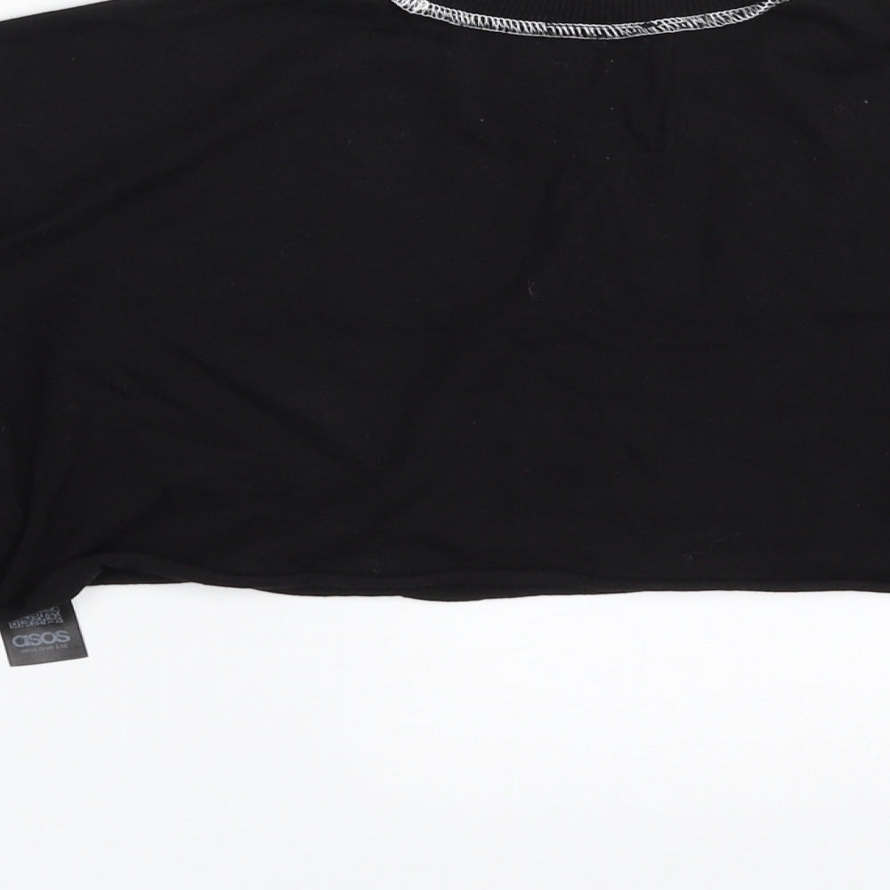 ASOS Womens Black 100% Cotton Cropped T-Shirt Size 4 Crew Neck