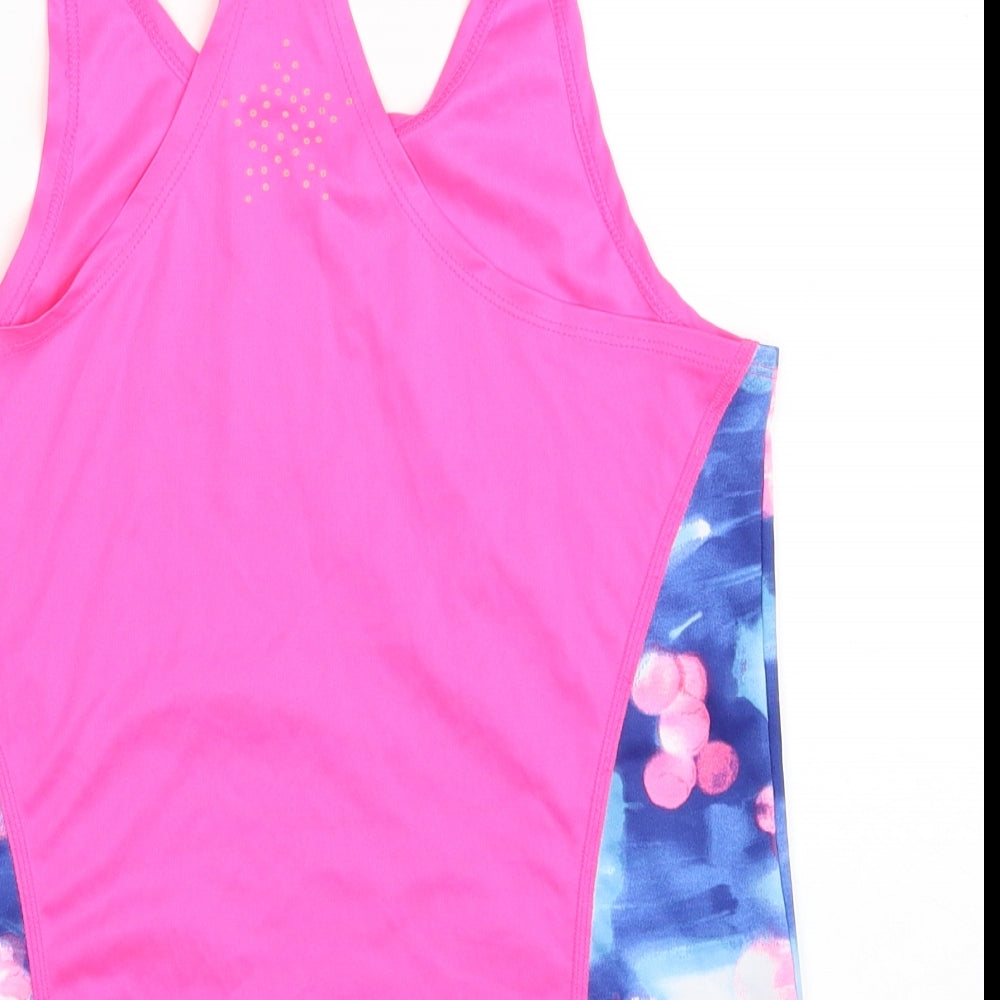 Marks and Spencer Girls Pink Geometric Polyester Vest Sweatshirt Size 12-13 Years Pullover
