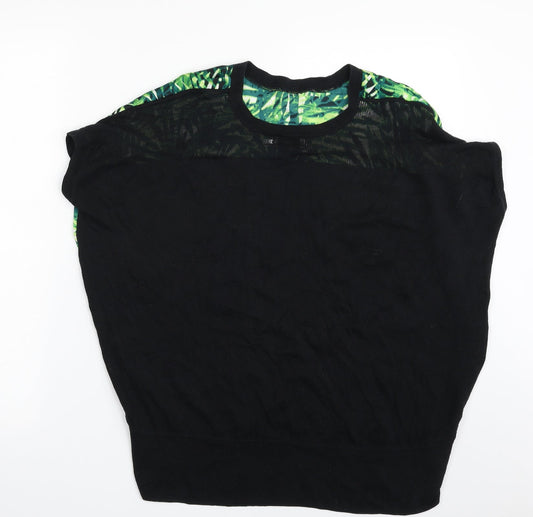 Paraphrase Womens Green Crew Neck Floral Cotton Pullover Jumper Size 10
