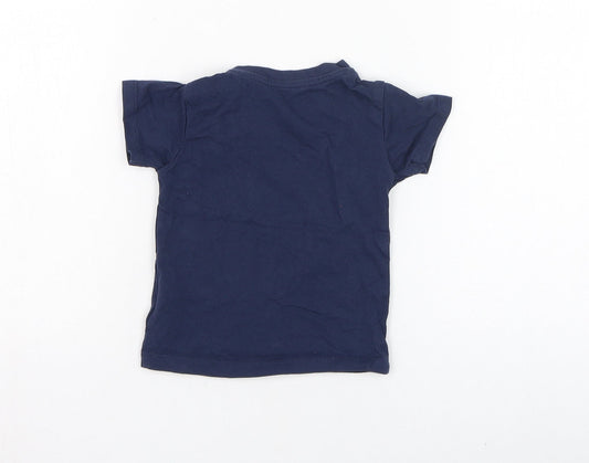 Matalan Boys Blue Cotton Basic T-Shirt Size 6-9 Months Round Neck Pullover - Mama knows best