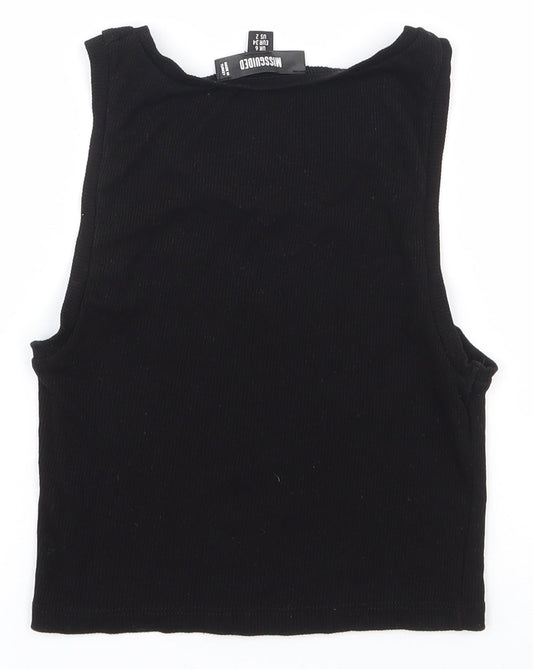 Misguided Womens Black Polyester Cropped Tank Size 6 Round Neck